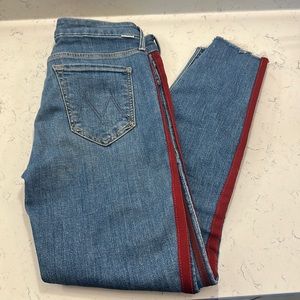 MOTHER The Looker ankle fray with stripe